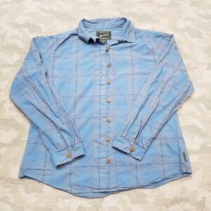 Woolrich Top Womens Large Blue Check Long Sleeve Button-Up